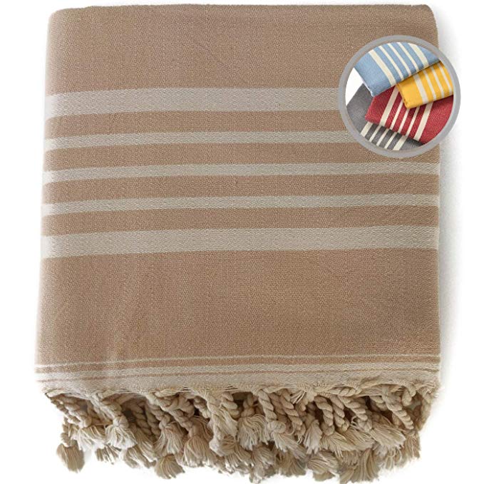 The Loomia Turkish Towel - Sia Series (0 Cotton, Size Extra Large, Latte Beige)