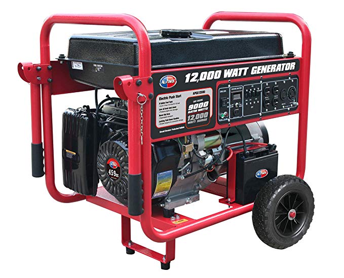 All Power America APGG12000 12000 Watt Portable Generator w/Electric Start Gas Powered, Black/Red