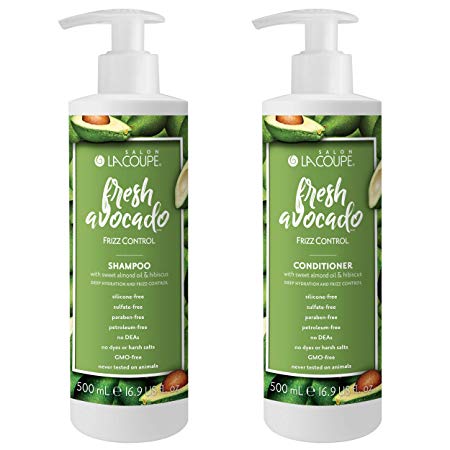 Avocado Oil Sulfate Free Shampoo and Conditioner for Curly Hair by LaCoupe Naturals – with Hibiscus & Coconut Water