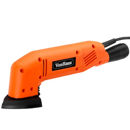 VonHaus 180W 90mm Triangle Detail Sander Free 2 Year Warranty with 5 FREE Sanding Sheets and Dust Extraction