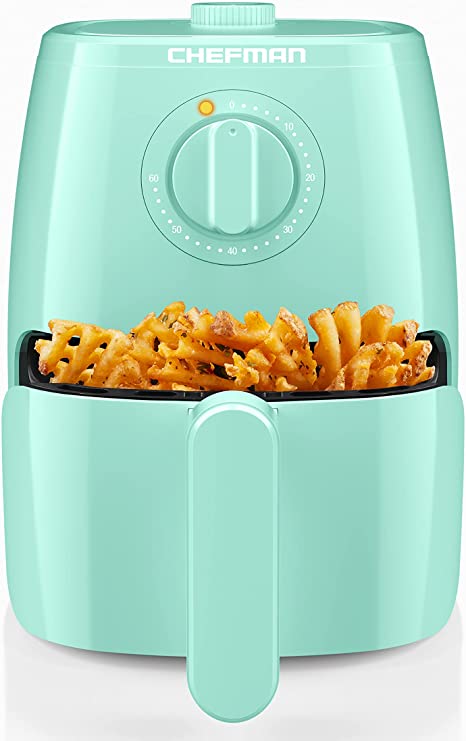 Chefman TurboFry 2-Quart Air Fryer, Dishwasher Safe Basket & Tray, Use Little to No Oil For Healthy Food, 60 Minute Timer, Fry Healthier Meals Fast, Heat And Power Indicator Light, Temp Control, Mint