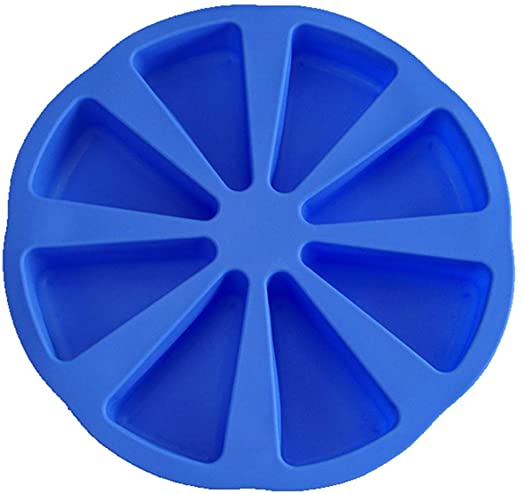 Mirenlife 8 Triangle Cavity Silicone Portion Cake Pan Scottish Scone & Cornbread Pan Slices Pastry Pan Pizza Slices Pan (Blue)