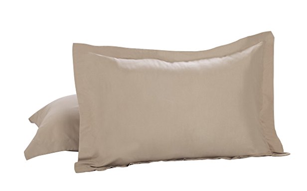 Levinsohn Luxury Hotel Pillow Shams Soft Microfiber Tailored, Standard/Queen, Mocha (2 Pack)