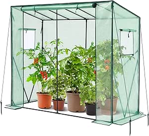 Ohuhu Tomato Greenhouse for Outdoors: Portable Green House Heavy Duty with Roll-Up Zippered Door PE Cover, Tall Plastic Greenhouses for Outside Small Winter Plants Shed for Backyard, 6.6x2.5x5.6 FT