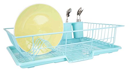 Home Basics 3-Piece Dish Drainer Set (Turquoise)