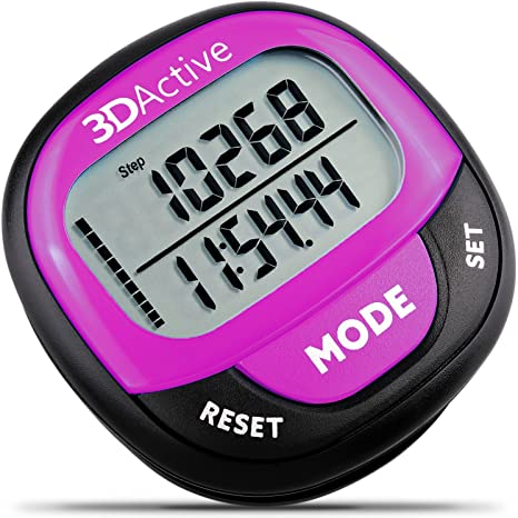 3DActive 3D Pedometer PDA-100| Best Pedometer for Walking with 30-Days Memory. Accurate Step Counter, Calorie Counter, Distance Miles/Km & Daily Target Monitor.