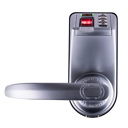 Adel Keyless Biometric Commercial Fingerprint Keypad Lock for Entrance Door, Garage or Office (Left And Right Handle, Metal Material)