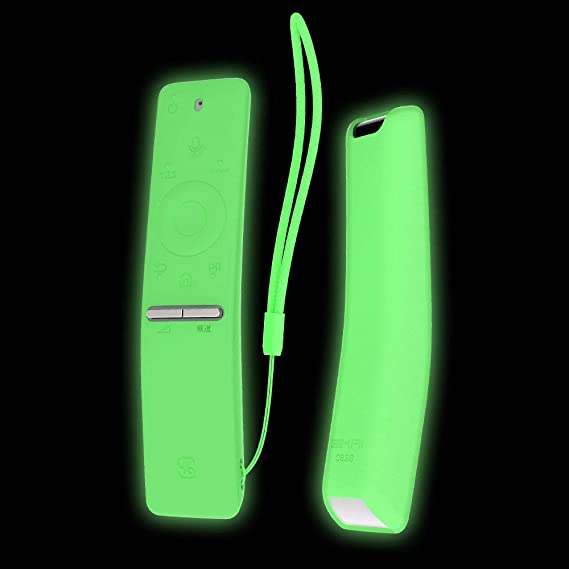 Samsung Remote Case SIKAI Shockproof Silicone Full Protective Cover for Samsung BN59-01241A BN59-01242A BN59-01260A BN59-01259E Remote Holder Dust-Proof Anti-Lost with Hand Strap (Glow in Dark Green)