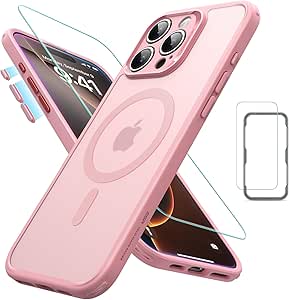 ESR for iPhone 16 Pro Max Case (4 in 1) Set, Translucent Matte Case with Screen Protector, Compatible with MagSafe, Military-Grade Protection, Classic Series,Frosted Pink