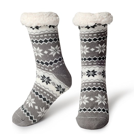 Slipper Socks Fleece-Lined Cozy Thick Winter Knee Highs Stockings for Woman?Girl by MissDill