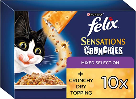 FELIX Sensations Crunchies Cat Food Mixed 10 x 100g