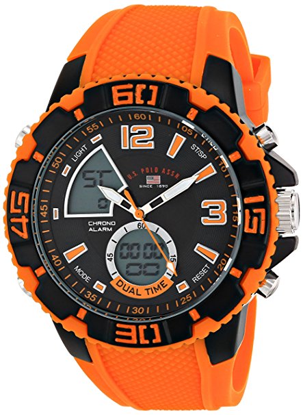 U.S. Polo Assn. Sport Men's US9483 Sport Watch with Orange Silicone Band