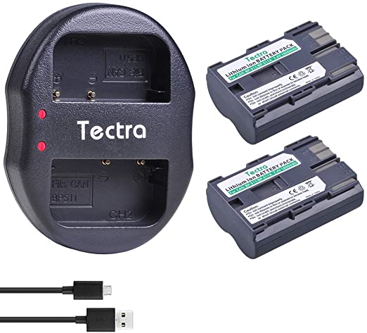 Tectra BP-511 BP-511A Battery (2-Pack) and USB Dual Charger for Canon EOS 5D 10D 20D 20Da 30D 40D 50D 300D D30 D60 Rebel PowerShot G1 G2 G3 G5 G6 Pro 1 Pro 90 Pro 90IS
