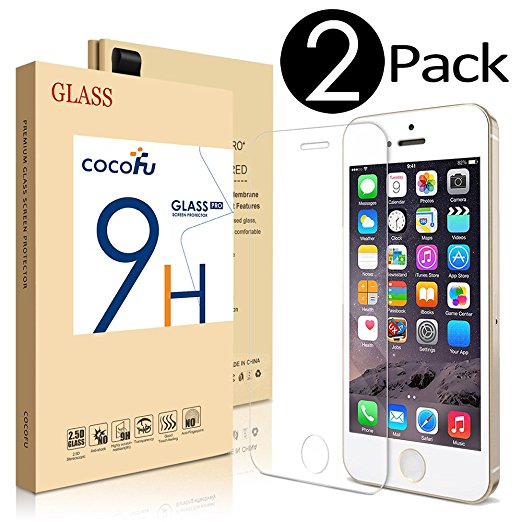 iPhone 5S Screen Protector, COCOFU iPhone Tempered-Glass Screen Protector - [Premium Tempered Glass] [Ultra Thin 9H Hardness] [99% Touch-Screen Accurate ] (2Pack) for SE / 5S / 5 / 5C
