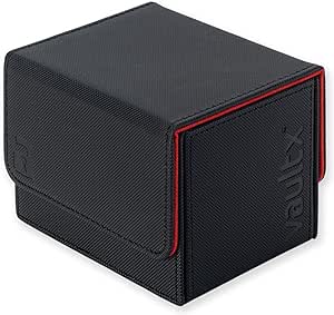 Vault X Exo-Tec® Modular Sideloading Deck Box Module for 100  TCG Cards. Detachable Magnetic Lid. Fits Commander & Standard Trading Cards. (Black/Electric Red)