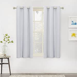 MYSKY HOME White Short Cafe Tier Curtains for Small Windows 45 Inches Long Thermal Insulated Blackout Curtain Panel Set Grommet Room Darkening Coverings, 2 Panels, 52 x 45 Inches, White