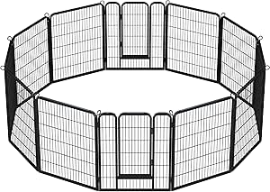 Yaheetech Heavy Duty Extra Wide Dog Playpen, 12 Panels Outdoor Pet Fence for Large/Medium/Small Animals Foldable Puppy Exercise Pen for Garden/Yard/RV/Camping 40 Inch Height x 32 Inch Width