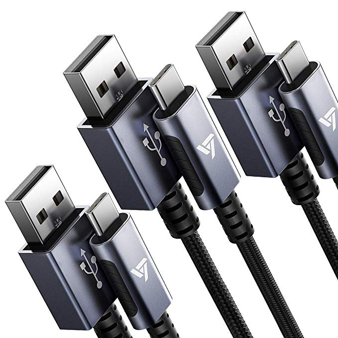 VicTsing USB Type C Cable, 3 Pack [1ft 3.3ft 6.6ft] USB C to USB A 5V/3A Fast Charging Nylon Braid Cord Compatible with Samsung Galaxy S9 S8, Note 8, LG V30 V20 G6, Pixel 2 XL, Nintendo Switch & More
