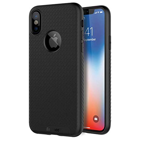 EasyAcc Case for iPhone X/iPhone XS [Support Wireless Charging], Thin Fit Slim Soft TPU Protective Cover with Matte Finish Back Protective Case Compatible with iPhone X/iPhone XS - Black