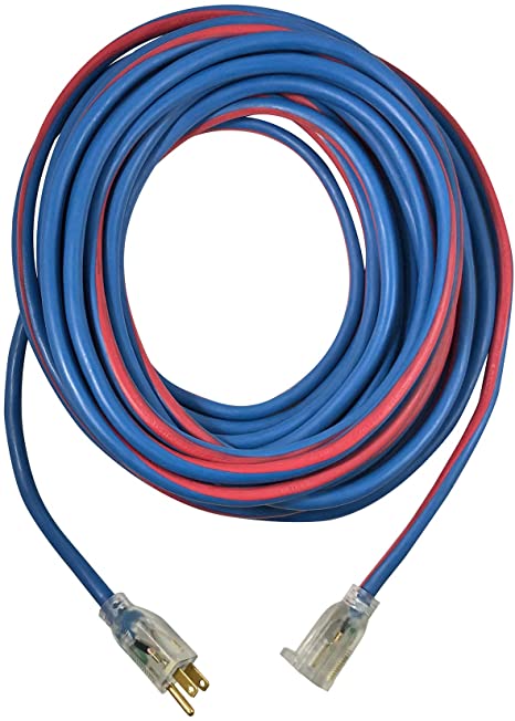 US Wire and Cable 98050 14/3 50ft Extreme All Weather Extension Cord, Blue/Red