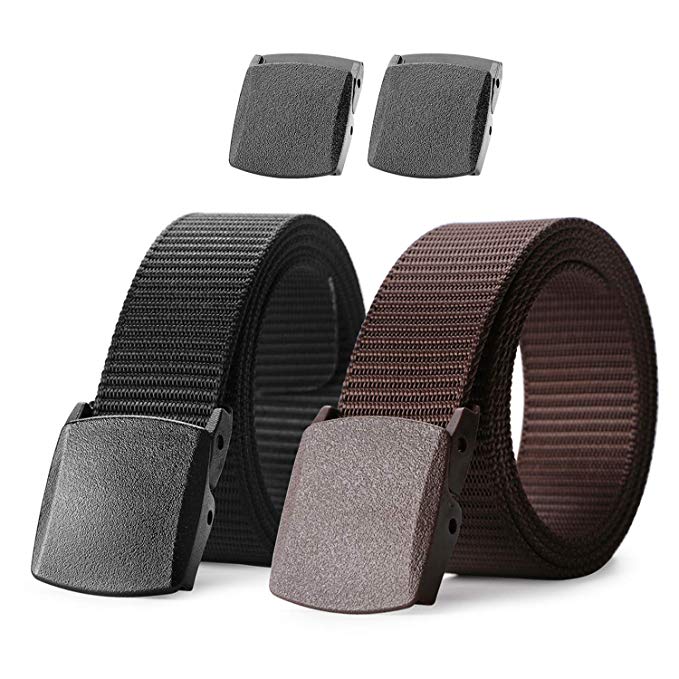 Nylon Military Tactical Men Belt 2 Pack Webbing Canvas Outdoor Web Belt With Plastic Buckle