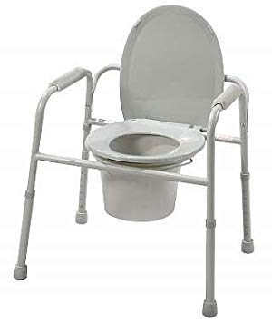 Drive Medical deluxe all in one welded steel commode with plastic armrests, deeper seat depth assembled - 1 ea, 11105N