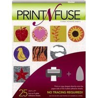 25 Print N Fuse Printable Fusible Paper Backed Iron-On Adhesive Sheets Inkjet