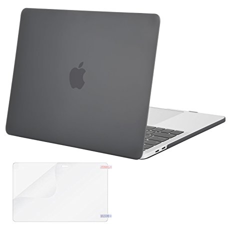 Mosiso MacBook Pro 13 Case 2017 & 2016 Release A1706/A1708, Plastic Hard Case Shell Cover with Screen Protector for Newest Macbook Pro 13 Inch with/without Touch Bar and Touch ID, Gray