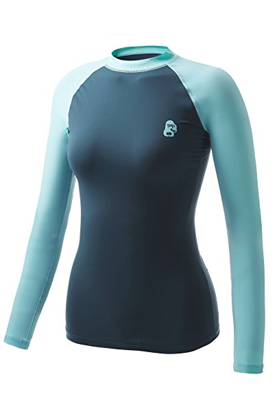 Women's Long Sleeve Performance Athletic Rashguard UV Sun Protection UPF 50  Swim suit Surf Tee