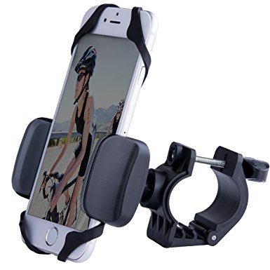 Bike Phone Mount, Shackle Universal Cell Phone Bicycle Rack Handlebar & Motorcycle Holder Cradle for iPhone 7 6 6( ) 6S 6S plus 5S 5C, Samsung Galaxy S3 S4 S5 S6 S7 Note 3/4/5,Nexus,HTC,LG,BlackBerry