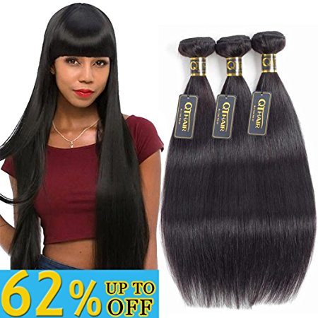 QTHAIR 8A Unprocessed Indian Remi Hair Straight 16" 18" 20" 100% Indian Straight Virgin Hair Extension Weaves Natural Black Remy Hair