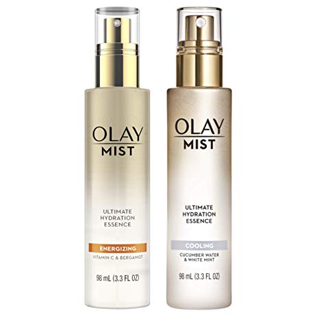 Face Mist by Olay, Cooling Facial Mist, Ultimate Hydration Essence with Cucumber Water & White Mint, 3.3 Fl Oz with Hydrating Facial Spray, Energizing Essence with Vitamin C & Bergamot, 3.3 Fl Oz