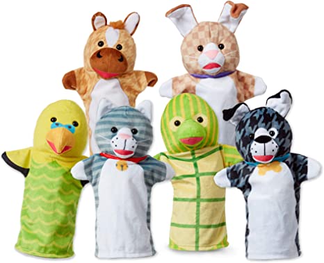 Melissa & Doug Pet Buddies Hand Puppets (Cat, Dog, Horse, Parrot, Turtle, Rabbit, Soft Plush Material, Set of 6) Great Gift for Girls and Boys - Best for 2, 3, 4, 5 and 6 Year Olds