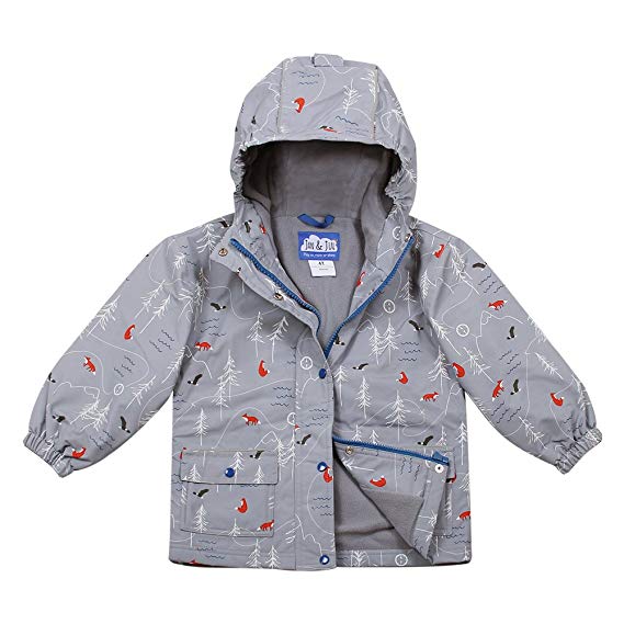 JAN & JUL Water-Proof Fleece-Lined Rain-Coat Jacket with Hood for Toddler and Kids, Boys or Girls