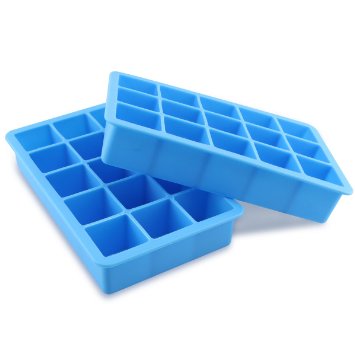 Topoint® Silicon Ice Cube Tray- FDA Food Grade Ice Trays Molds, Make Perfect Ice Cubes Keep Your Drink Cool, 2 Pack Blue