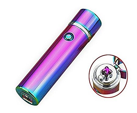 Novelty Wares - 4 Colors - Innovative Flameless Plasma X Beam Lighter - Rechargeable - Restructured - Pipes - Bowls - Cigars - Windproof - Waterproof- Neon Rainbow | Blue | Gun Metal | Matte Black