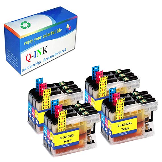 QINK High Yield Compatible Ink Cartridge Replacement for Brother LC103XL LC103 LC101 Use for MFC-J245 MFC-J285DW (4 Cyan 4 Magenta 4 Yellow)