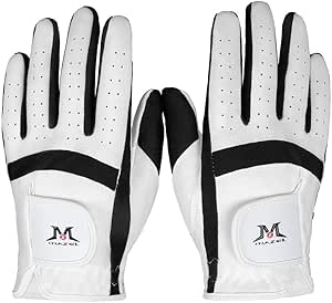 MAZEL Kids Golf Gloves for Youth Toddler Boys Girls, Right & Left Hand (1 Pair) Mircofiber Breathable Junior Golf Gloves, White Red Pink Blue Black Stars Color,Age 2-8