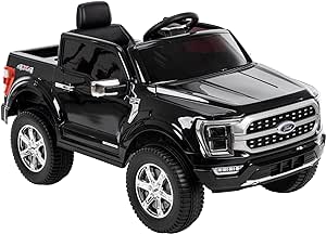 Huffy Ford F150 Platinum Black 6V Kids Ride On Truck, Real LED Headlights and Sounds, Ages 2-7, Max Weight 65lbs, 2.5MPH Speed, Forward and Reverse, Large Durable Tires, Simple Wall Charging