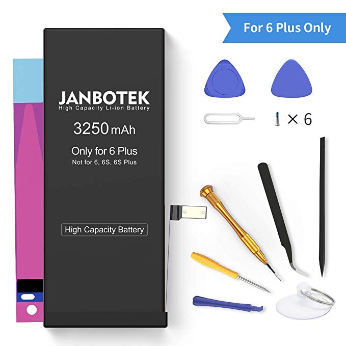 3250mAh Battery Replacement Compatible for iPhone 6 Plus, JANBOTEK High Capacity Li-ion Battery with Complete Repair Tool Kit and Adhesive Strips - 24 Months Warranty