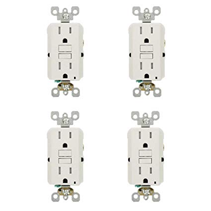 Leviton GFTR1-W SmarTest Self-Test SmartlockPro Slim GFCI Tamper-Resistant Receptacle with LED Indicator, 15-Amp, White (4 pack)