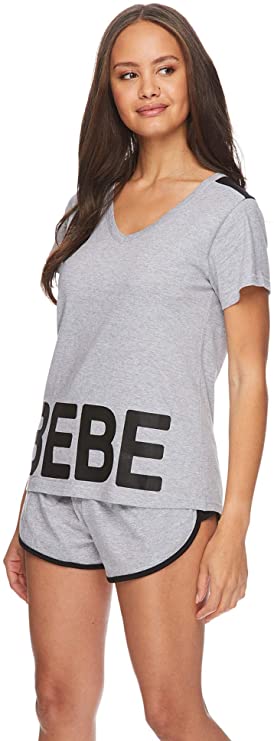 bebe Womens Bold Print Shirt and Shorts Pajama Lounge Sleep Set
