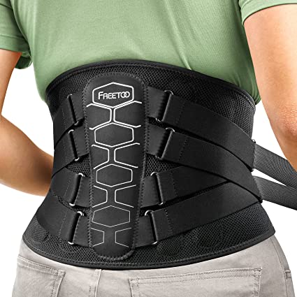 FREETOO Back Braces for Lower Back Pain Relief,Lumbar Support Belt for Men Women with Lumbar Pad Size L(Your Waist:40.5''～47.2'')