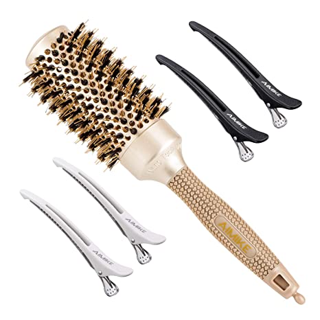 AIMIKE Round Brush for Women Blow Drying, Nano Thermal Ceramic & Ionic Tech Hair Brush, Medium Round Barrel Brush with Boar Bristles, Professional Roller Brush for Styling and Blowout Volume, 1.7 Inch