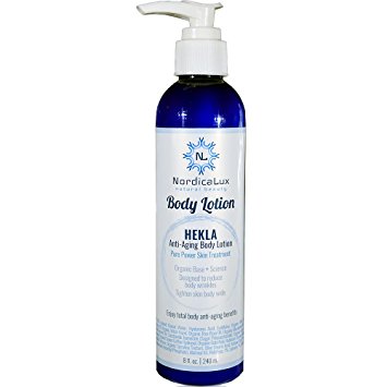 Hekla Anti-Aging Body Lotion - Total Body Anti-Aging Benefits| Peptides + Hyaluronic Acid, Vitamin C + 5% Niacin | In a Natural Organic Lotion base - large 8 ounce pump size