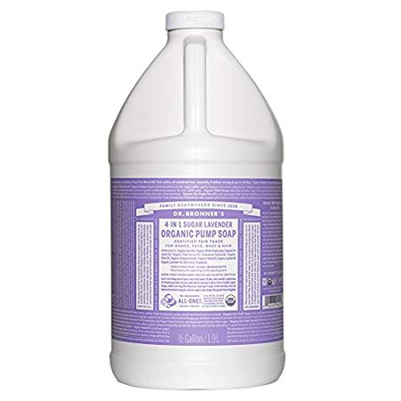 Dr. Bronner’s Organic Lavender Sugar Soap. 4-in-1 Organic Pump Soap for Home and Body (64 Oz).