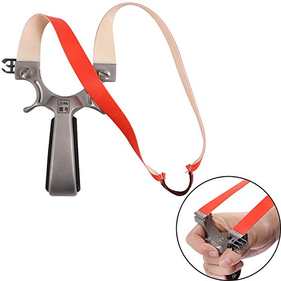 Huntingdoor Slingshots for Hunting Adults Metal Professional Stainless Steel Slingshot with Removable Aim Points and 2xRubber Bands Pro Detachable Slingshot