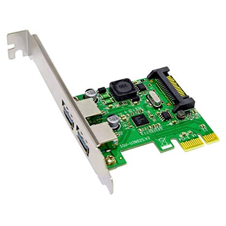2-Port PCI-E Expansion Card to High-speed USB 3.0, USB 3.0 PCIe Card with 15-Pin SATA Power Connector, 5Gbps Super Fast USB 3.0 Card for PC