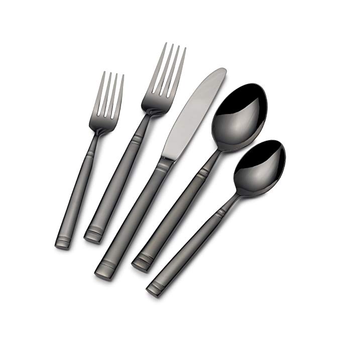 Towle Living 5189796 Stephanie Noir 20-Piece Forged Stainless Steel Flatware Set, Service for 4