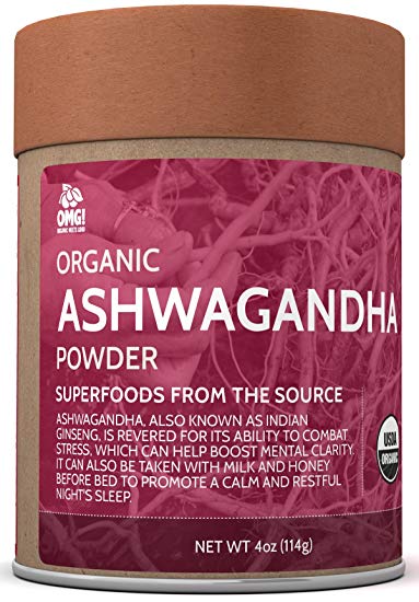 OMG! Superfoods Organic Ashwagandha Powder - 100% Pure, USDA Certified Organic Ashwagandha Powder - 4oz